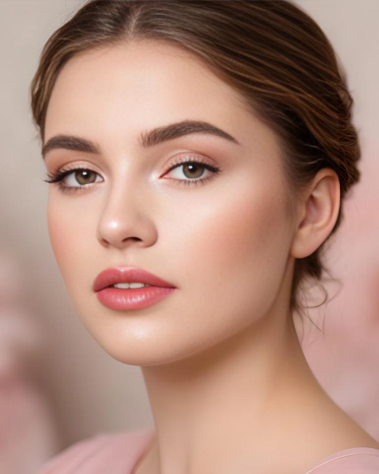 Make-up damigella in tonalita rosa cipria, con blush delicato e occhi luminosi